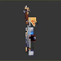 3D Pixel Warrior Character With Armor Sword Hammer Shield And Unpainted Model 3d model