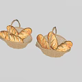 Fresh Homemade Bread Loaves in Wicker Baskets on Neutral Background