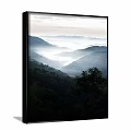 Mountain Landscape With Misty Valleys Lush Green Trees And Morning Light