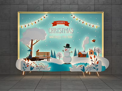 Christmas Ice and Snow Festival Hanging Picture Frame Decorative Painting Mei Chen 3d model
