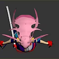 Cartoon Character With Pink Hair Rabbit Ears Purple Outfit Black Stockings Blue Shoes Standing Pose