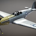 Silver Fighter Aircraft With Yellow Black Checkered Nose Blue Star Emblem On Wings And Propeller