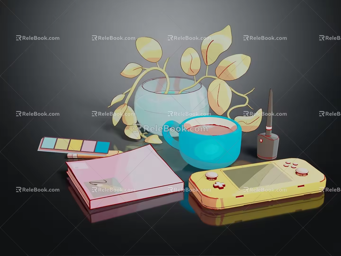 Modern game machine home game machine drink book 3d model