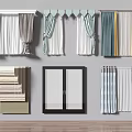 Various Curtain Styles with Drapes Blinds and Striped Patterns for Home Window Decoration 3d model