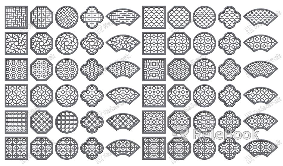 Chinese-style openwork window flower model