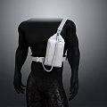White Sling Bag With Shoulder Strap Waist Belt And Chain Detail On Mannequin