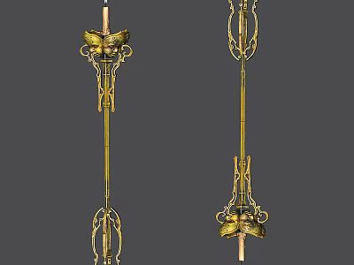 Elegant Vintage Candle Lamp With Golden Decorative Metal Frame And Ornate Design 3d model