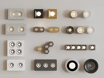 Modern Downlights And Spotlights With Various Shapes Colors And Design Styles 3d model