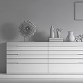 Modern Natural Wood Entryway Sideboard With Decorative Vases And Gray Wall Background