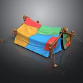 Colorful Kids Play Tent Furniture with Patchwork Fabric and Wooden Frames