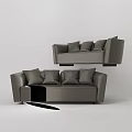 Comfortable Modern Gray Sectional Sofa With Plush Pillows And Sleek Armrests 3d model