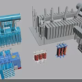 Diverse Industrial Equipment With Transformers Large Mechanical Structures And Metal Components