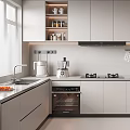 Modern Kitchen Interior Design With White Cabinets Island Counter And Appliances