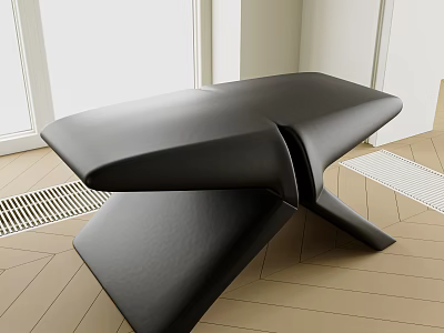 Black Modern Stool With Unique Geometric Structure In Minimalist Interior Space 3d model