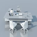 Modern Office Interior Featuring Stylish White Swing Door With Desk Chair And Laptop