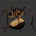 3D Rendered Fantasy Spider With Long Colored Legs And Yellow Red Abdomen