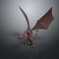 3D Fantasy Dragon Model With Spread Wings Detailed Wing Texture And Standing Pose