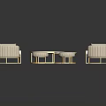 Elegant Modern Sofa Coffee Table Set With Fabric Upholstery Marble Tops And Gold Metal Stools