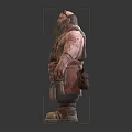 Muscular Bearded Warrior Character With Leather Outfit And Tool Belt