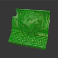 Ancient Classical Stone Carving With Lion Head Sculpture And Intricate Geometric Patterns