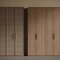 Minimalist Wooden Wardrobe Featuring Grid Pattern Doors And Smooth Panel Design