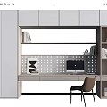 Modern Bookcase Interior Design With Desk Computer Chair And Storage Books 3d model