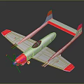 Silver Airplane With Red Wings Tail Propeller And Sleek Design Features 3d model