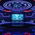 Modern KTV Interior Design With Colorful Neon Lighting Multiple Screens And Stage