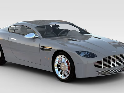 Aston Martin Silver Sports Car With Sleek Body Design And Alloy Wheels 3d model