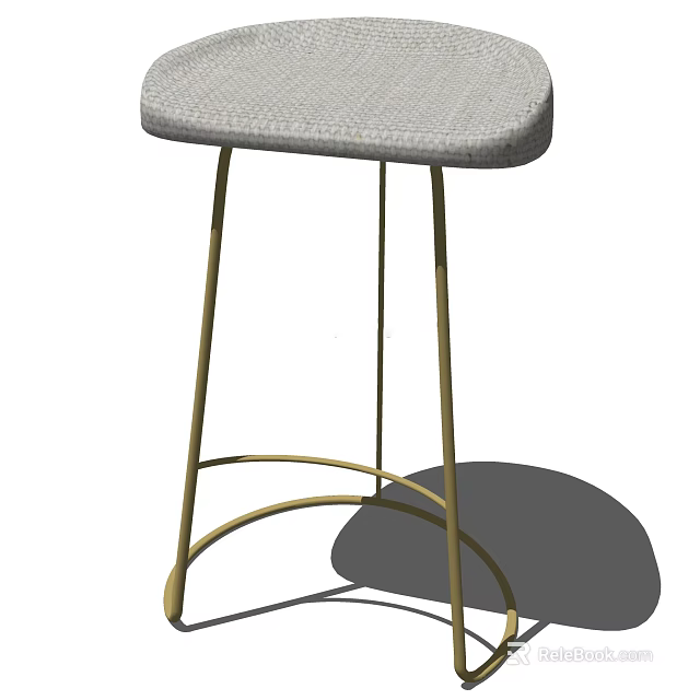 Modern Gray Fabric Bar Stool With Stylish Gold Metal Legs Design 3d model 