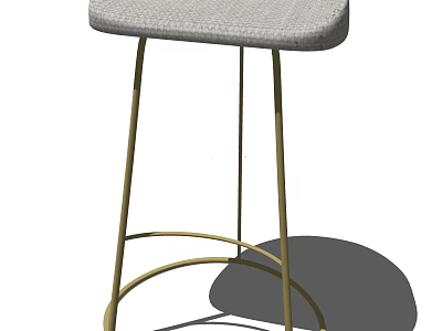 Modern Gray Fabric Bar Stool With Stylish Gold Metal Legs Design 3d model