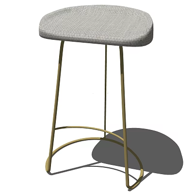 Modern Gray Fabric Bar Stool With Stylish Gold Metal Legs Design 3d model