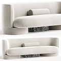 Modern Beige Velvet Sectional Sofa With Comfortable Armrest And Marble Base