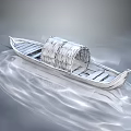 Wooden Boat With Woven Canopy Floating On Calm Water Surface With Gentle Ripples