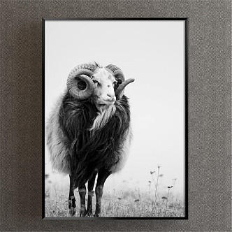 Nordic Animal Painting Grey Children's Room Animal Sheep Decorative Painting 3d model