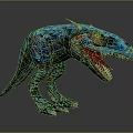 Realistic Blue Green Scaly Dinosaur With Open Mouth And Sharp Teeth 3d model
