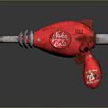 Red Shake Cola Toy Gun Featuring Silver Barrel Retro Logo And Design