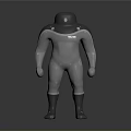 Silver Metallic Humanoid Robot Character 3D Model With Streamlined Body And Black Boots