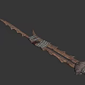 Handcrafted Ancient Weapon With Serrated Metal Blade And Gray Rope Wrapped Handle