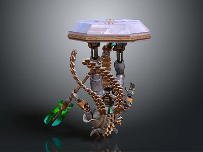 Mechanical Character With Biological Creature Elements And Crystal Top Decorative Structure 3d model