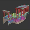 Ancient Classical Architectural Model Structure With Tall Columns Ornate Steps And Decorative Ruins