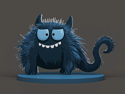 Blue Cat Animal Pet Anime Character Cartoon Character Handmade Silhouette 3d model