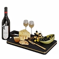 Wine set food wine and cheese 3d model