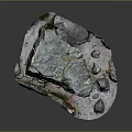 Natural Rustic Wood and Stone Decorative Elements with Large Boulder Small Rocks and Textured Base