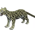 Realistic Clouded Leopard Figure In Standing Pose With Open Mouth And Spotted Fur