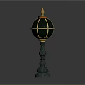 Elegant Green Sphere Ornament Design With Golden Accents And Decorative Pedestal