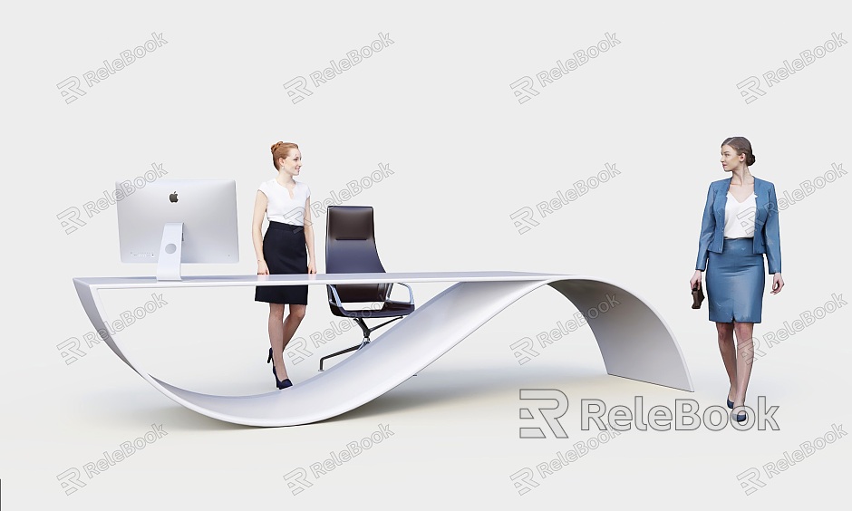 Modern Reception Desk Alien Reception Customer Service Woman model