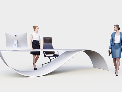 Modern Reception Desk Alien Reception Customer Service Woman model