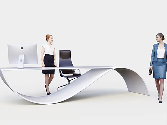Modern Reception Desk Alien Reception Customer Service Woman 3d model