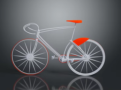 Modern Stylish Bicycle With White Frame Orange Seat And Reflective Wheel Design 3d model